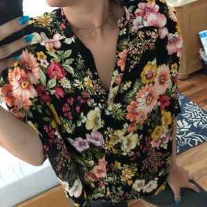 Zara floral silky shirt